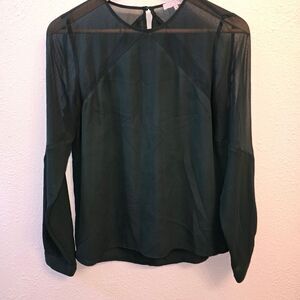 1 State Long Sleeve Dark Green Keyhole Back Blouse size M